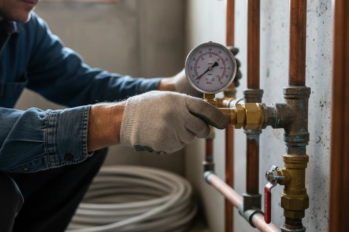 Pressure testing a repaired line during Water Line Repair in Ridgeville